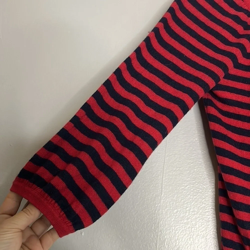 Juicy couture stripe Crown button front cardigan, sweater neck bow size small